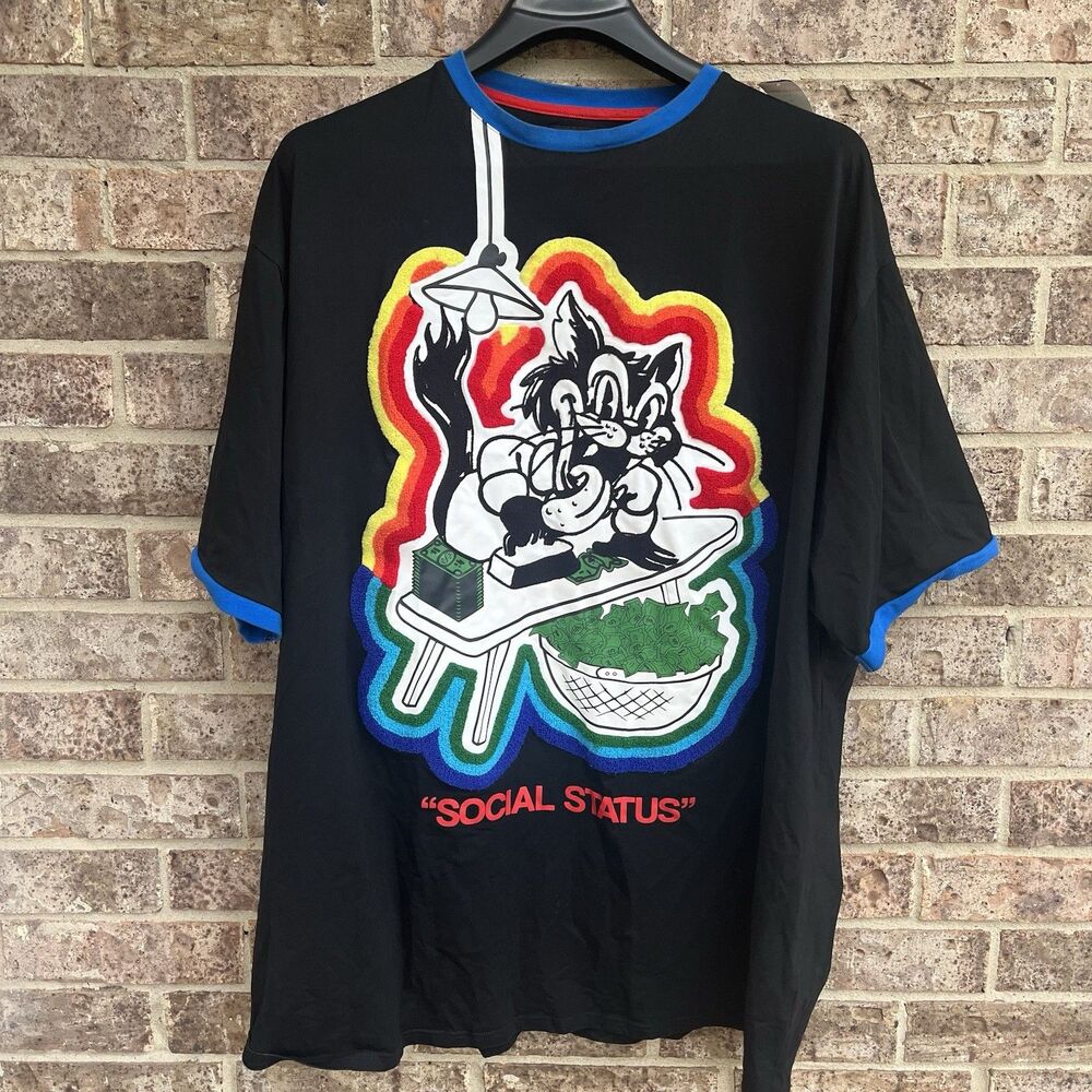 Frost Originals Men's Black F115 Social Status Graphic Ringer T-Shirt Size 4XB
